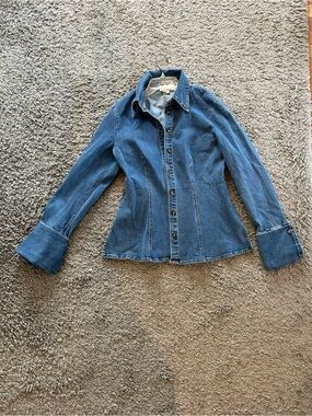 Free Market Denim Button-Down Shirt - Blue